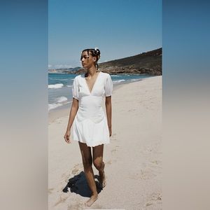 Short Dress with Openwork Embroidery